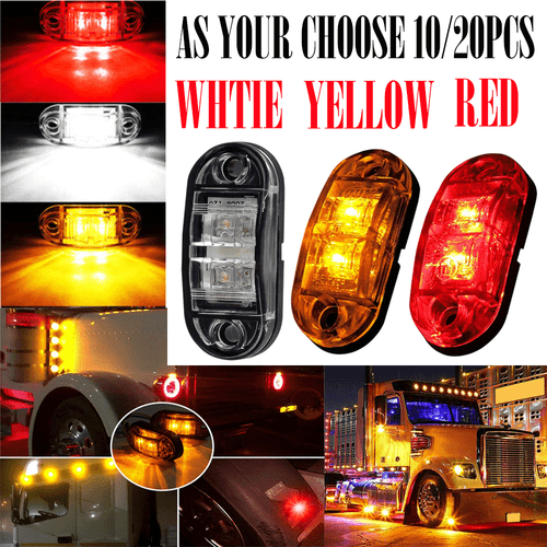 10/20X 2.5"Oval LED Clearance Side Marker Lights Truck Trailer RV Amber/Red EOA - Picture 1 of 22