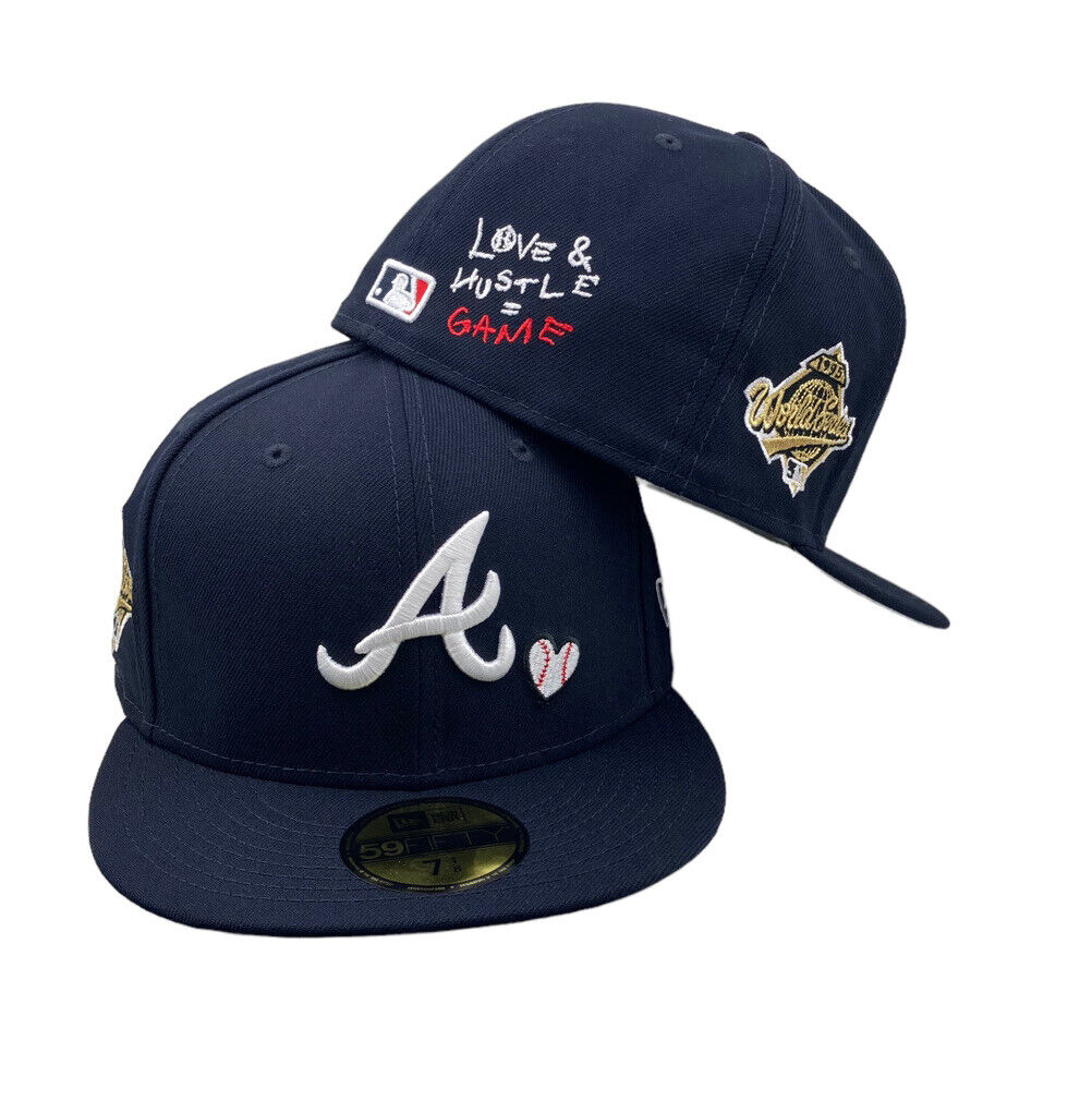 Atlanta Brave Team Heart World Series Navy New Era 59fifty Fitted Hat cap