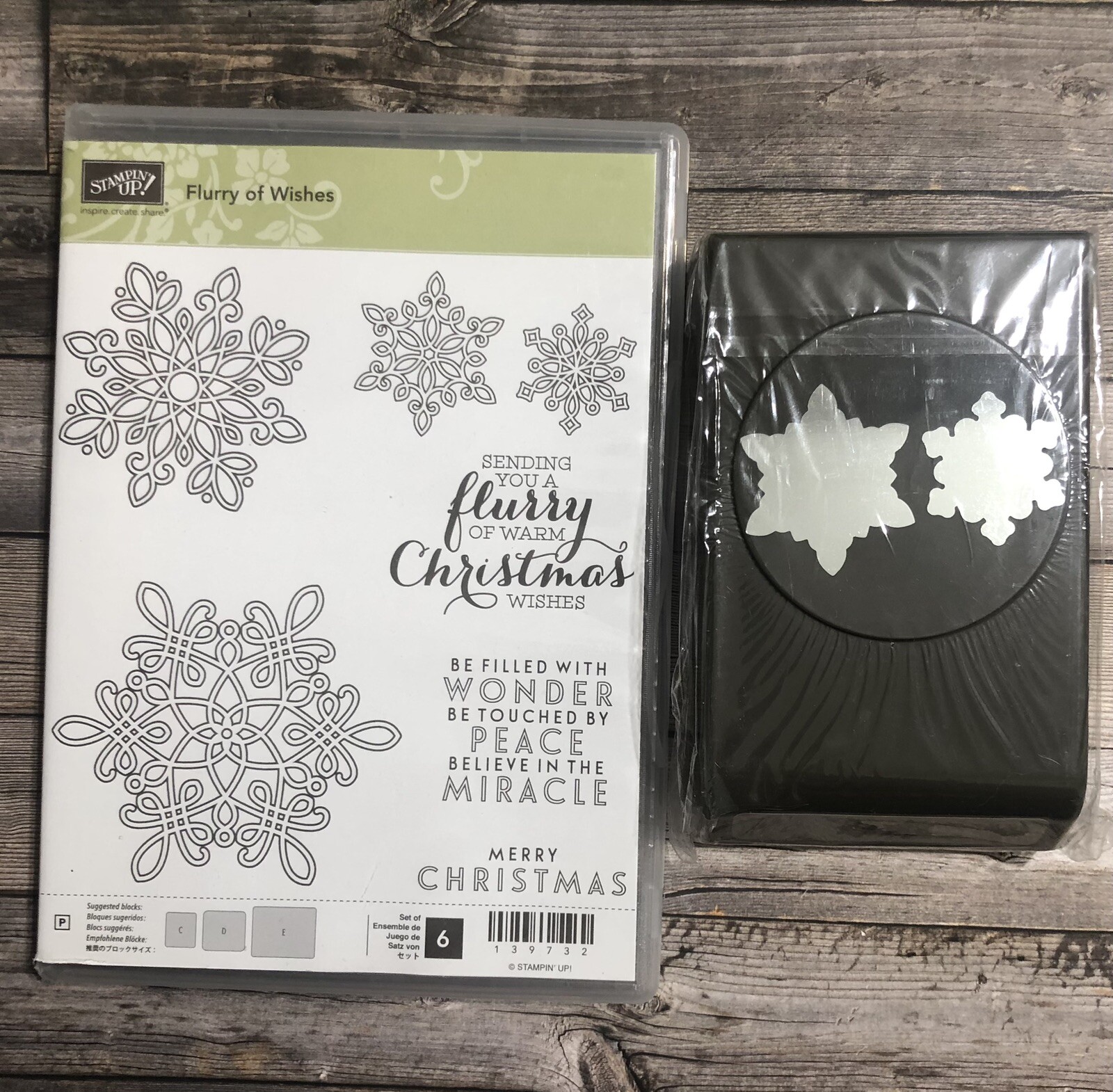 Stampin Up FLURRY OF WISHES Stamp Set & SNOWFLAKE FLURRY Punch Christmas Winter