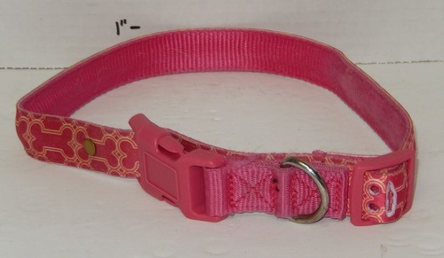 Dog Collar Pink Orange Bone Size Large