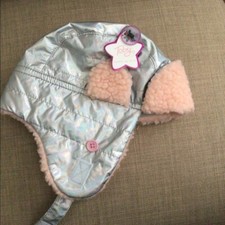 NEW Toby Toddler Girls 2-4 Years Fleece Silver Metallic Pink Winter Hat
