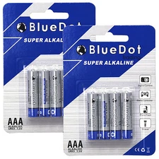 (8 PACK) AAA TRIPLE A HEAVY DUTY BATTERIES BlueDot Alkaline 1.5V ~NEW FREE SHIP