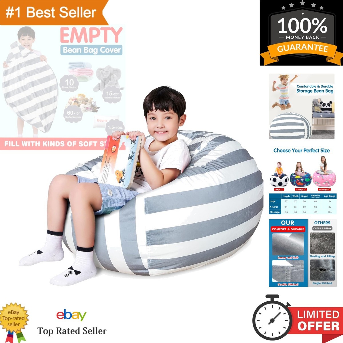 Stylish Large Velvet Bean Bag Chair Cover – Perfect for Stuffed