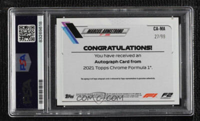 2021 Topps Chrome Formula 1 Autographs Refractor Marcus Armstrong