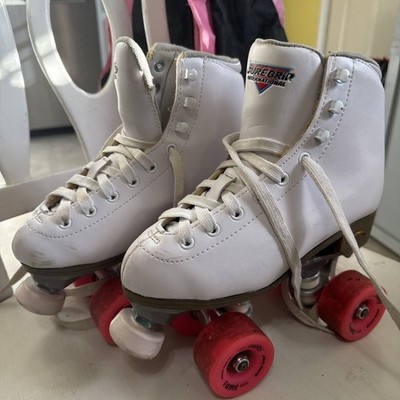 Sure-Grip Roller Skates Size 4  toe Stopper/ With Pink Shoulder Carry Bag 