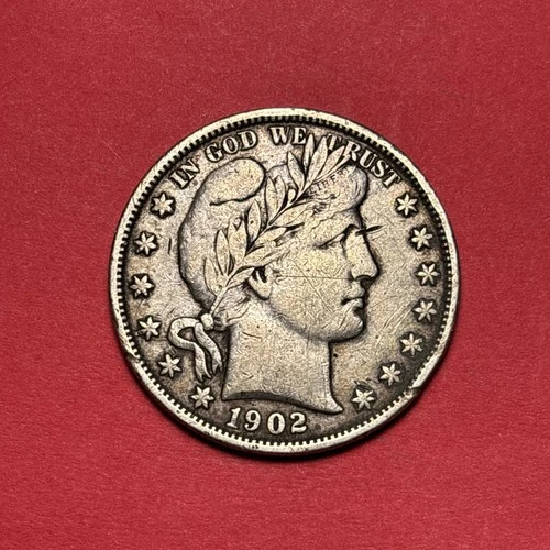 (1) Beautifully Toned Antique 1902-P Barber Half Dollar CHOICE VF-VERY FINE