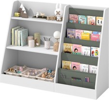 Scaffale per Bambini 4 Ripiani 3 Scomparti 80x30x67,5 cm Bianco Legno Scaffale Giocattolo