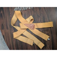 Vintage Panthers Mascot X-Back Suspenders Mustard Yellow Elastic Clip-On Braces