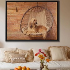 Dog Afghan Hound Oil Painting Canvas Print Living Room Decor Rustic Pet Art
