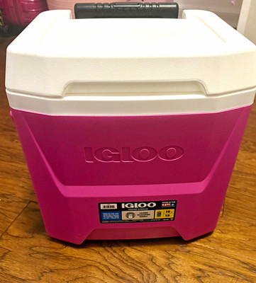 Igloo Laguna 16 Roller 16 qt Cooler Box Pink/White Rolling Wheeled