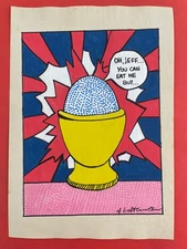Roy Lichtenstein (Handmade) Drawing On Old Paper signed and stamped