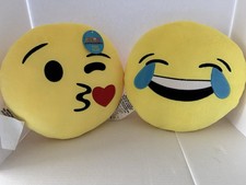 Plush Emoji 12 Inch Pillow Set. Laughing Crying Emoji, Kissing Winking Emoji