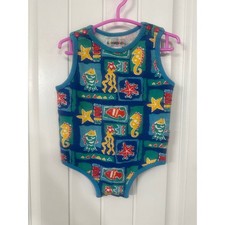 Vintage Gymboree Infant Sea Creature Bodysuit Blue Cotton Fish Seahorse Starfish