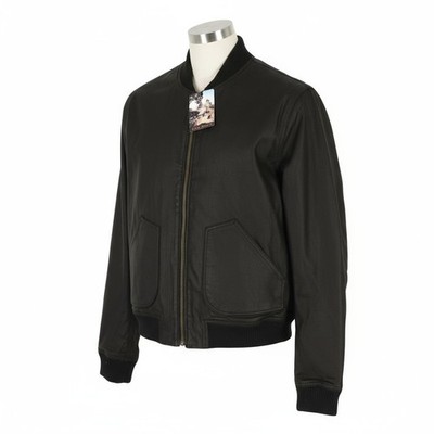 NUDIE JEANS Severin Coated Denim Herren M schwarz reine Baumwolle Reißverschluss Bomberjacke