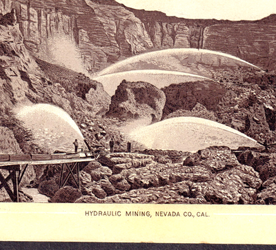 #ad Hydraulic Mining 1890#x27;s Nevada Co California Water Canon photo lith Coffee Card $20.00