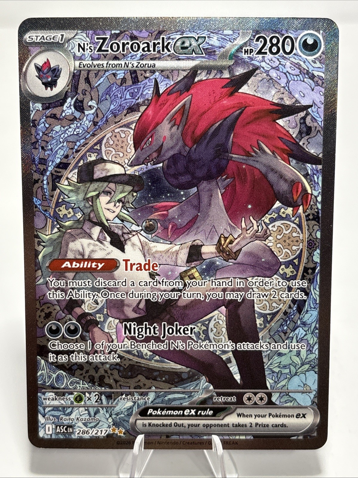 N’s Zoroark ex 286/217 SIR Special Illustration Rare Pokemon Ascended Heroes NM