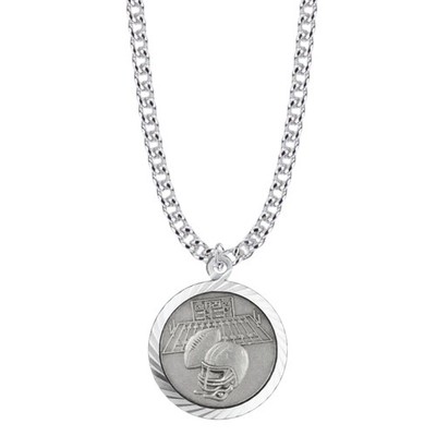 Sterling Silver Saint Christopher Necklace Football Sports Medal Pendant, 3/4...