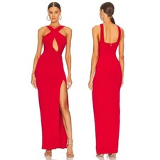 Nookie Belisse Gown Ruched Side Slit Sexy Formal Gala Party Statement Red XS