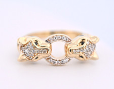 Panther Ring 14K Yellow Gold Black onyx Luxury Design Ring