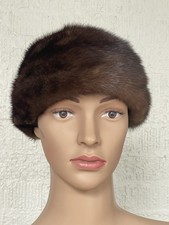 Brown Mink Fur Hat One Size Excellent Condition
