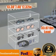 4-Tier Acrylic Display Case Clear Showcase Rotating Storage Shelf Tabletop