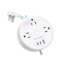 TROND Travel Power Strip - Retractable 5ft Fully Cord, White