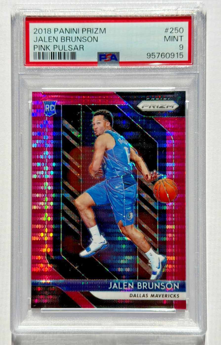 2018 Prizm Pink Pulsar Jalen Brunson #'d 15/42 RC Rookie #250 PSA 9 SSP Rare