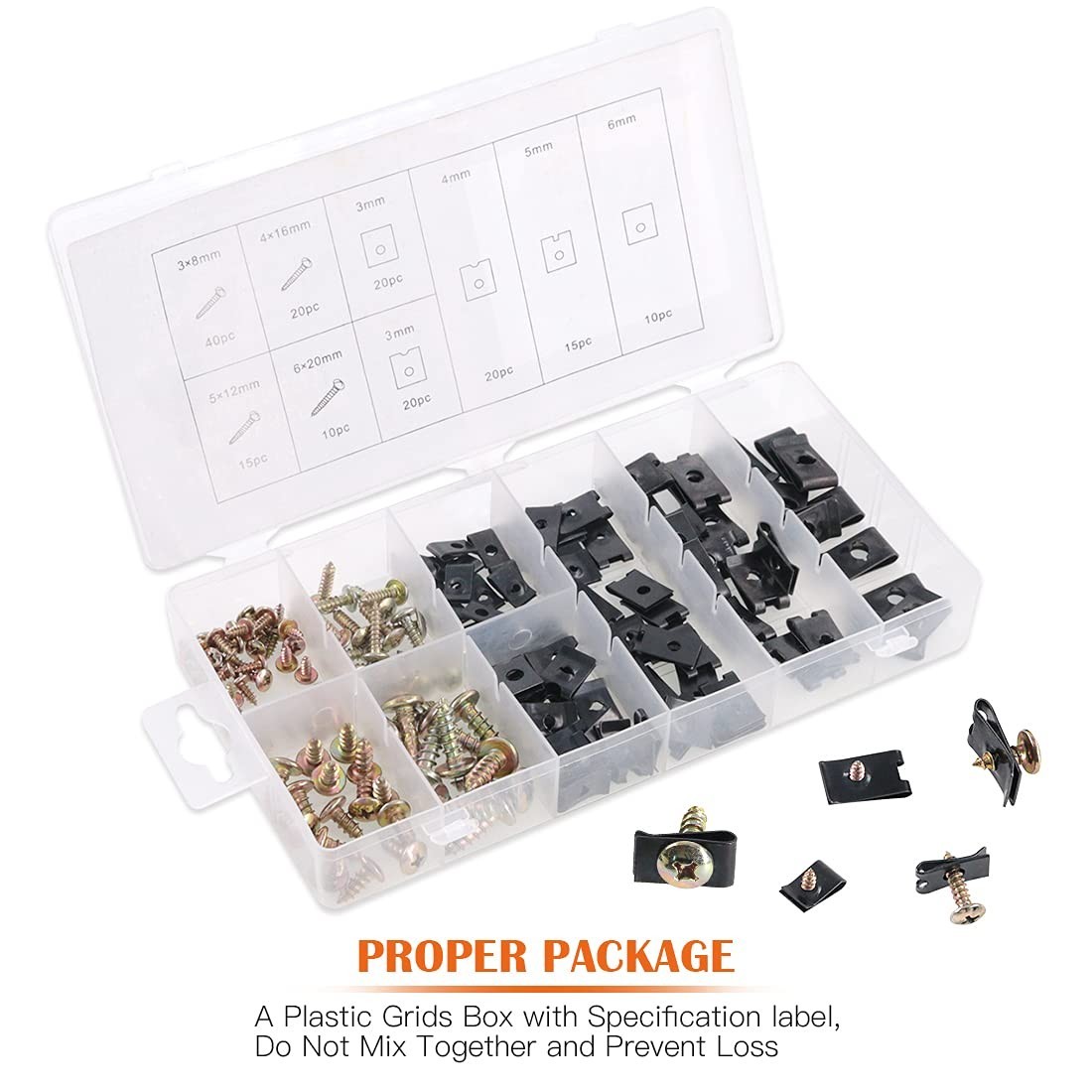 Complete Set: 170 Pcs U-Clip & Screw Kit - Essential for Automotive Repairs thumbnail 7