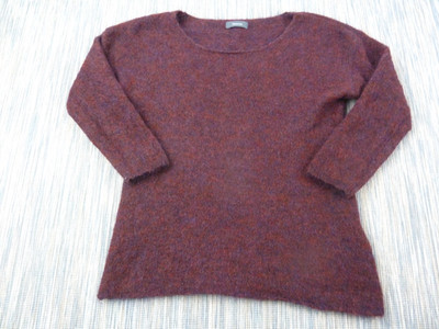 Yessica Jumper Women Small Burgundy Solid Mohair Wool Knit Crew Neck Soft