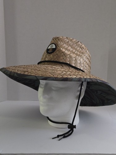 O'NEILL Wide Brim Hat Mens Womens Straw Lifeguard Beach Outdoors Strap Lined USA - Afbeelding 5 van 8