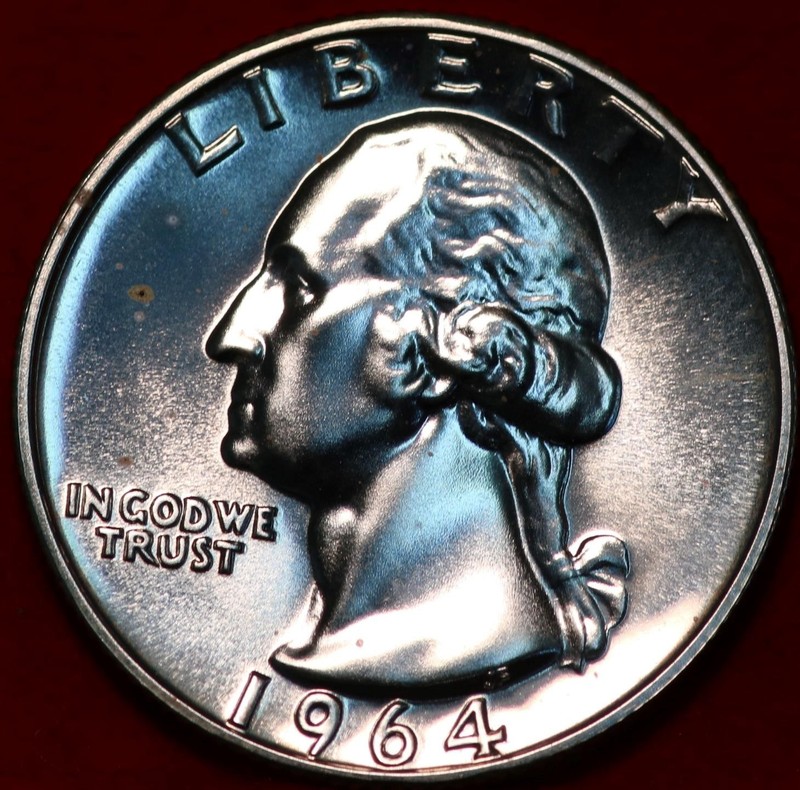 Uncirculated Proof 1964 Philadelphia Mint Silver Washington Quarter
