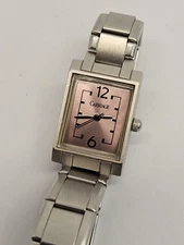 Carriage by Timex Women’s Rectangular Pink Dial Watch Silver-Tone – Works Great