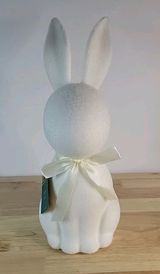 Way to Celebrate Cream Flocked Bunny Easter Decor 16'' New With Tag