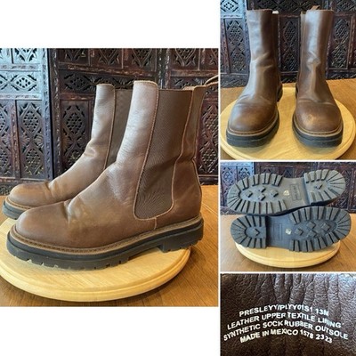 Steve Madden Presley Chelsea Boots Mens 13 Brown Leather Pull On Round Toe Lugs