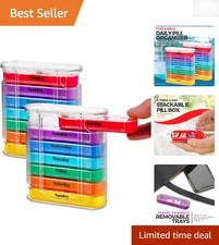 Durable 7-Day Pill Organizer with AM/PM Compartments - Pack of 2 Dispensers