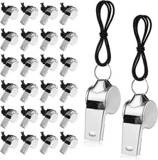 Metal Whistle 100Pcs with Lanyard Stainless Steel Sports Whistles Loud Sound