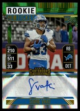2024 Contenders Rookie Ticket Green Lazer Sione Vaki Rookie Auto Detroit Lions