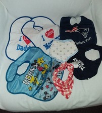 7 Baby Bibs Lot Aden Anais Bumkins Patriots Boston Red Socks I Love Mommy Daddy