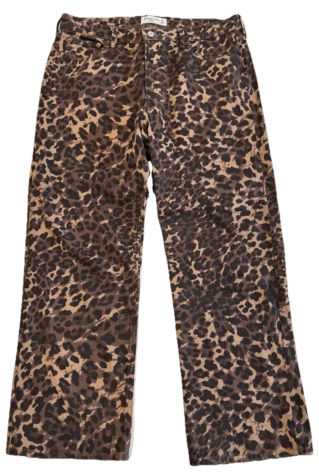 Abercrombie Leopard Print Low Rise Baggy Jeans NWOT Size 12 Short