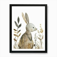 Charming Nursery Kids Animals Bunny Framed Wall Art Poster Canvas Print Picture