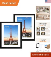 Sleek 8x10 Black Picture Frame Set of 2 with HD Plexiglass for Elegant Displays