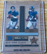 ELI MANNING / PLAXICO BURRESS 2005 Leaf Rookies & Stars TICKET MASTERS #/1250 !