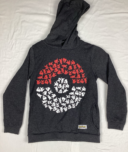 Pokemon Pokeball Hoodie Long Sleeve Kids Size 10 Gray, 9-10 years