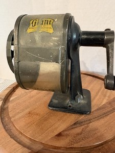 Vintage Giant Metal/Plastic Pencil Sharpener 6 Hole Adjustable Wood Handle