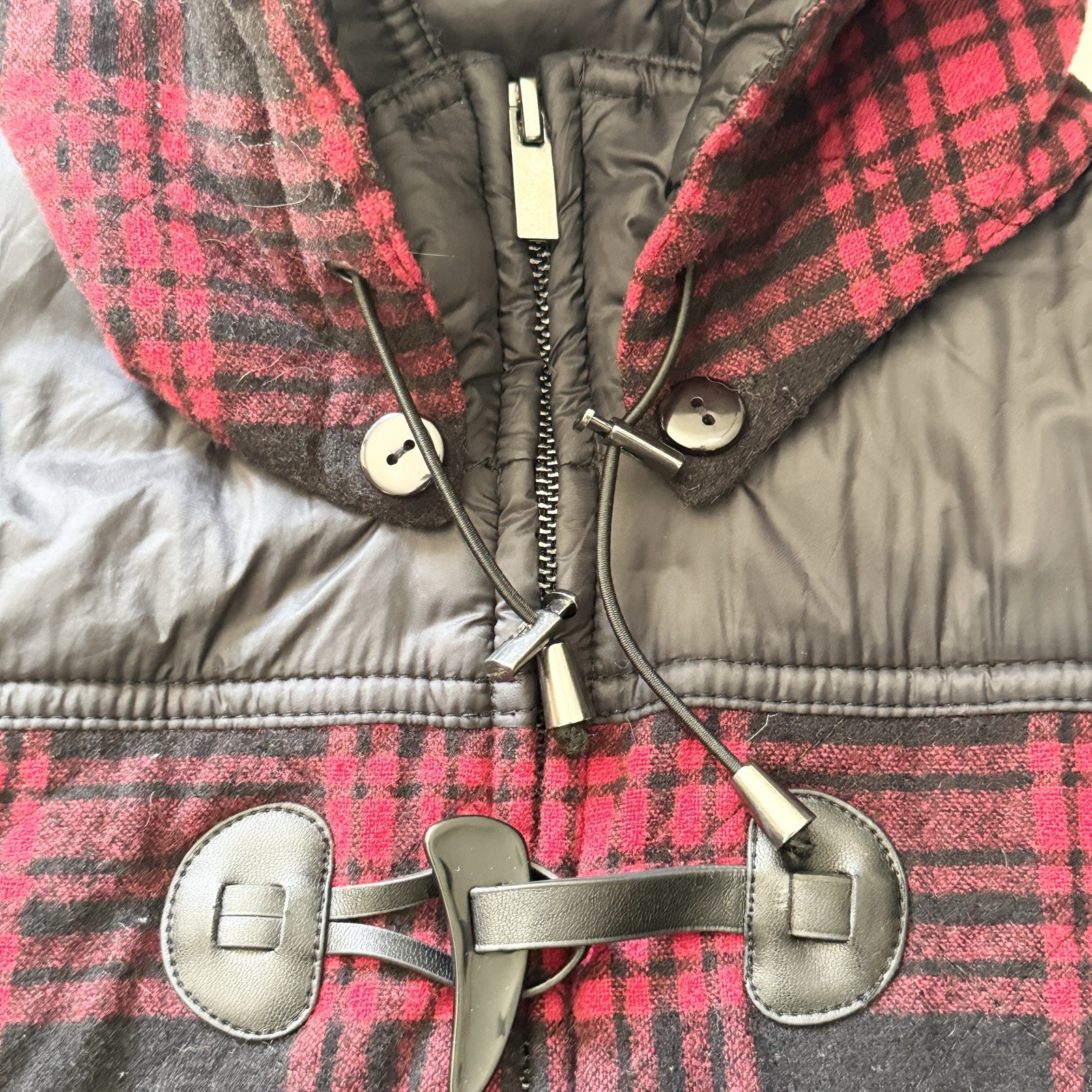 Pendleton Womens XS Red Black Plaid Wool Duffle T… - image 3