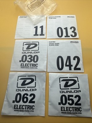 Dunlop Electric Guitar String Lot .011 .013 .030 .042 .052 .062 