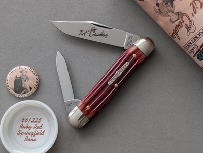 GEC Great Eastern Cutlery #66 Tidioute Lil Cowboy 661225 Ruby Red Jigged Bone