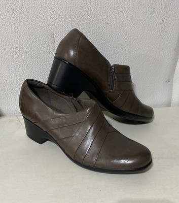 Clarks 12M brown Genette Rise ankle side zip leather upper shoes