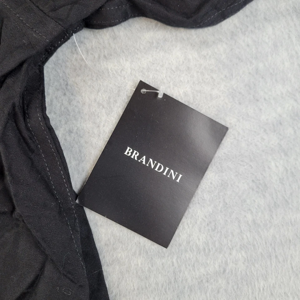 Camisa de vestir Brandini manga larga diseño diamante negro algodón para hombre grande nueva con etiquetas Foto 4 de 4