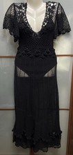Zara x Kate Moss Black Crocheted Sheer Boho Cottage Peasant Dress Size S NWT